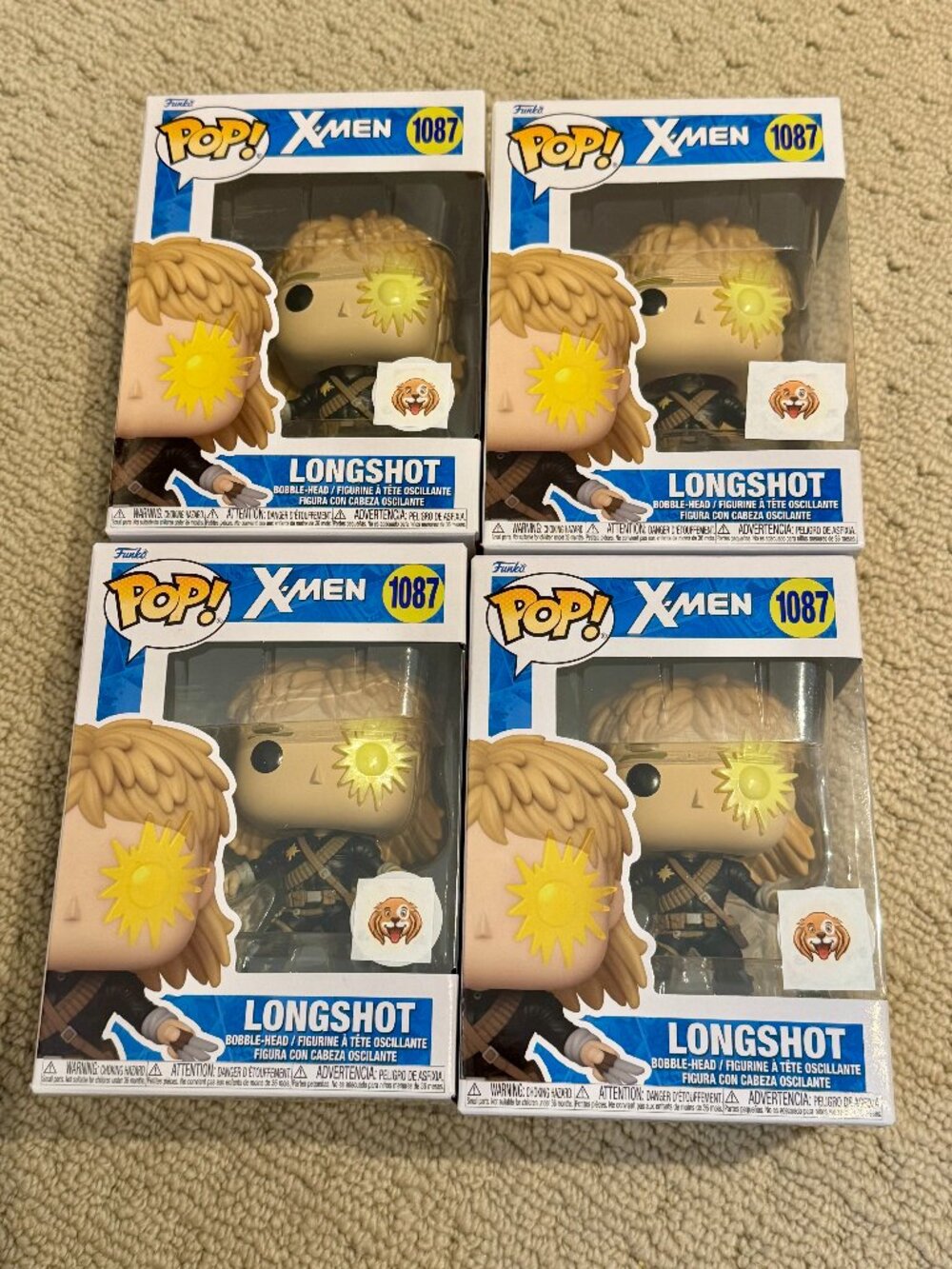 4 New POP! X-MEN Longshot #1087 Bobble-Head Figures In Boxes